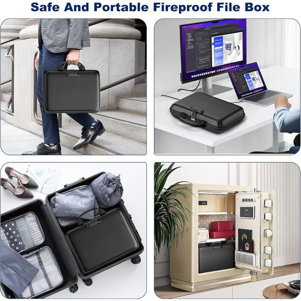*NEW* Hard Case Fireproof File Organizer with Lock and 13 Pocket Accordion